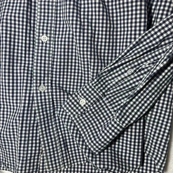 J Crew XL Mercantile Flex Slim Fit Shirt Blue White Checker Cotton Blend Casual - Picture 2 of 4
